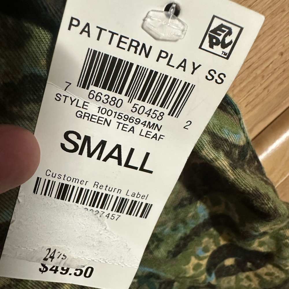 INC International | Green Tea Leaf Camouflage Pattern Play Hoodie T-Shirt | Sz:S - Picture 7 of 14